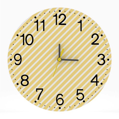 Relógio de Parede Decorativo Listrado Numeros Grandes 25X25