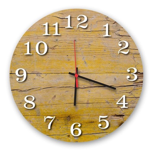 Relógio de Parede Decorativo Madeira Pátina Amarelo 35cm Médio