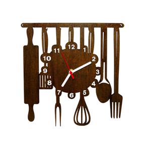 Relógio de Parede Decorativo - Modelo Cozinha - Marrom