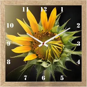 Relógio de Parede Decorativo Personalizado Flor Girassol 30x30cm