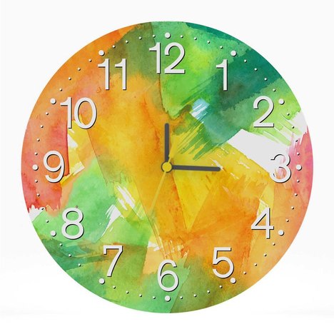 Relógio de Parede Decorativo Pintura Colorida 25X25 Sala