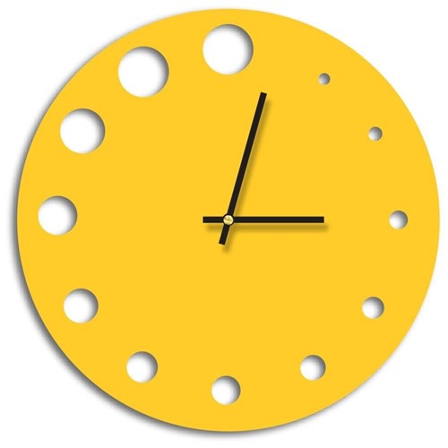 Relógio de Parede Decorativo Premium Amarelo com Detalhes Vazado Médio