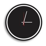 Relógio de Parede Decorativo Premium Minimalista Preto Ônix com Borda Branca em Relevo Médio
