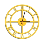 Relógio de Parede Decorativo Premium Números Romanos Vazado Amarelo Médio