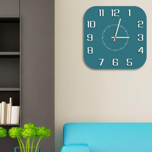 Relógio de Parede Decorativo Premium Quadrado com Números em Relevo Ágata - Prego e Martelo