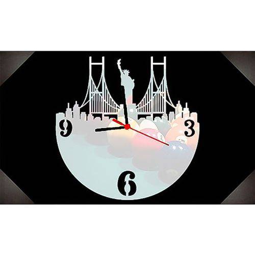 Relógio de Parede Decorativo Quadro Espelhado New York 50 Cm