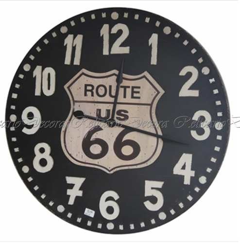 Relogio de Parede Decorativo Redondo Design Retrô Route 66