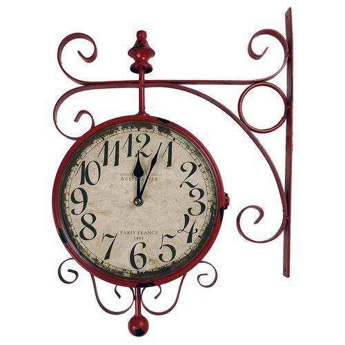 Relógio de Parede Decorativo Vermelho Modelo Antiga Estação de Trem Estação Paris France 1892