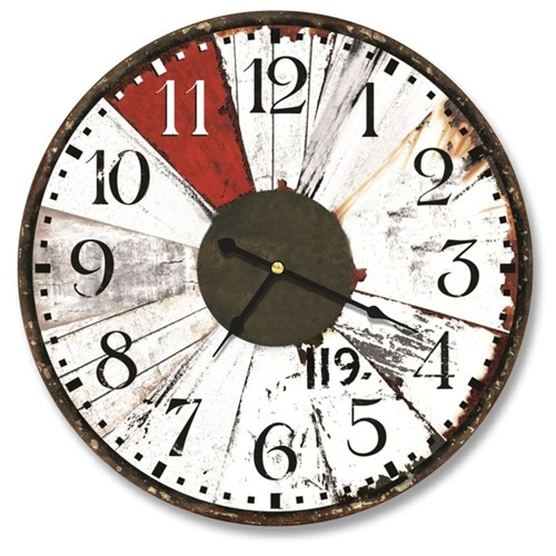 Relógio de Parede Decorativo Vintage Madeira Branca 35cm Médio