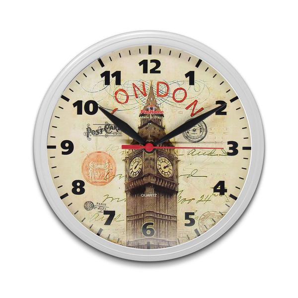 Relógio de Parede Decorativo Vintage Redondo Londres Branco - Plashome