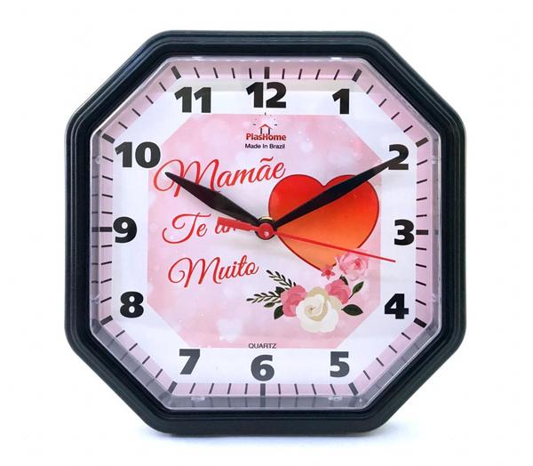 Relógio de Parede Dias das Mães Oitavado Preto - Plashome