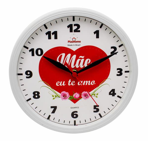 Relógio de Parede Dias das Mães Redondo Branco - Plashome
