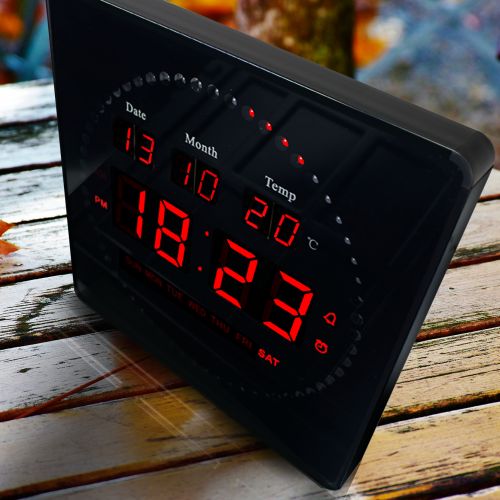 Relógio de Parede Digital com Data e Temperatura Ambiente 28cm X 28cm