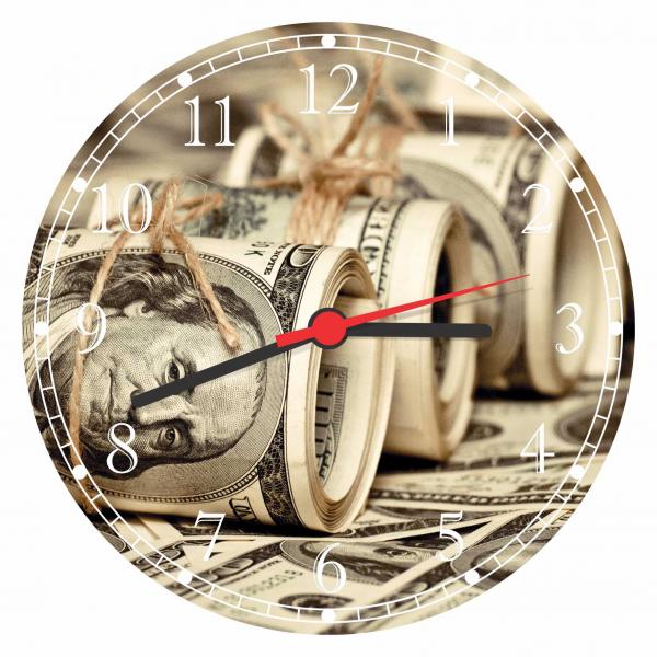 Relógio de Parede Dinheiro Dollar Finanças Decorações - Vital Quadros
