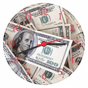 Relógio de Parede Dinheiro Dollar Finanças Decorações