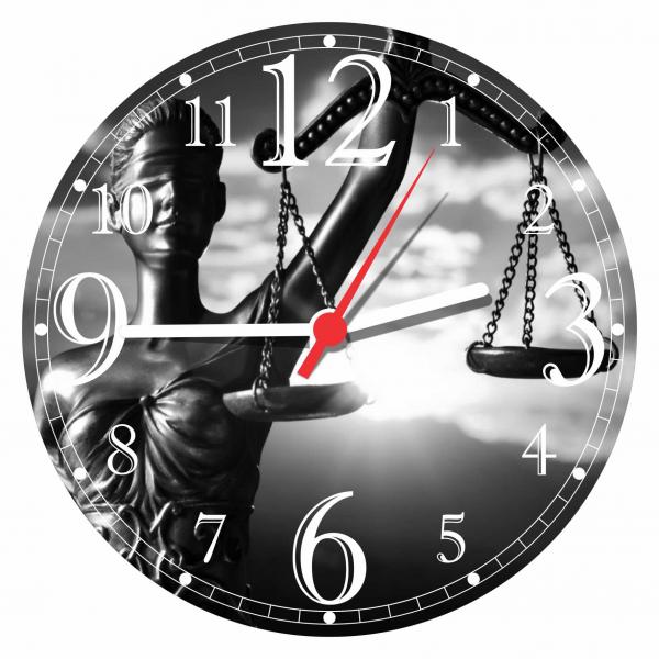 Relógio de Parede Direito Deusa da Justiça Advocacias Escritórios Advogados - Vital Quadros
