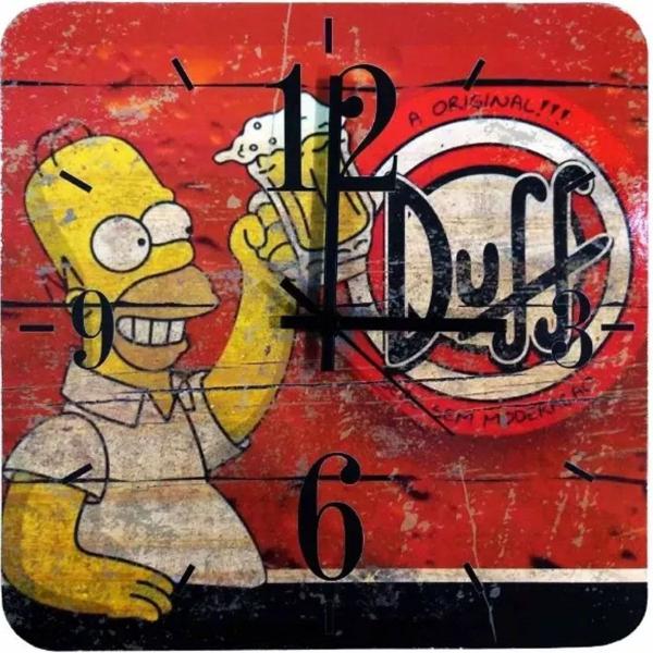 Relógio de Parede Duff Homer Simpsons Cerveja Quadrado - Império Decor