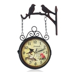 Relógio de parede dupla face travando Estação Relógios Decorativos Home Vintage Retro