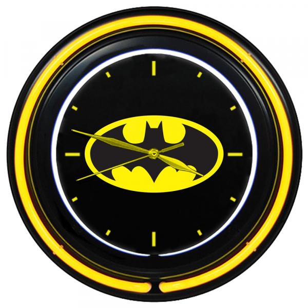 Relógio de Parede Dupla Neon Plástico e Vidro - DC Comics - Logo do Batman - Metrópole