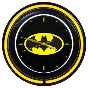 Relógio de Parede Dupla Neon Plástico e Vidro - Dc Comics - Logo do Batman - Metrópole