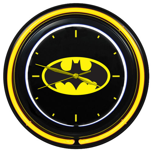 Relógio de Parede Dupla Neon Plástico e Vidro - Dc Comics - Logo do Batman - Metrópole
