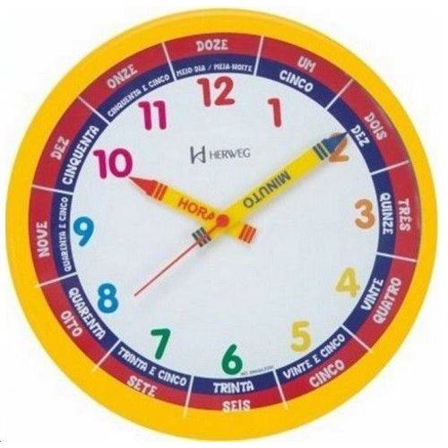 Relógio de Parede Educativo Didático Infantil 6690- Amarelo