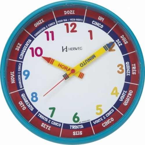 Relógio de Parede Educativo Didático Infantil Ref - 6690 - Azul