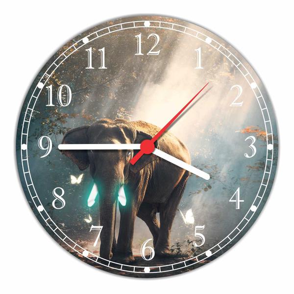 Relógio de Parede Elefante Animais Quartz - Vital Quadros