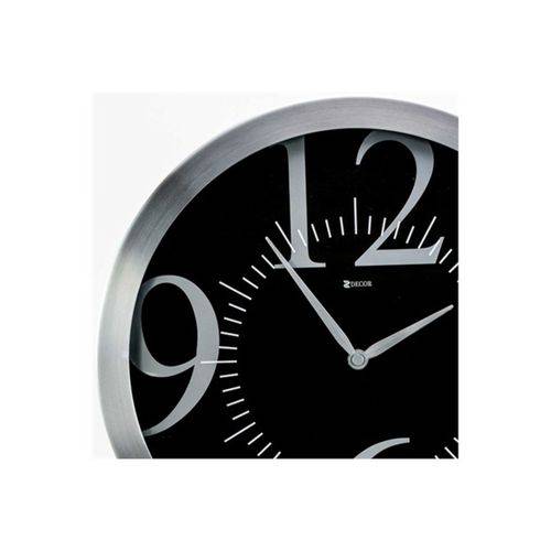 Relógio de Parede em Alumínio Redondo Prime 35,5cm Alumínio e Preto