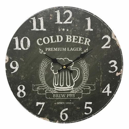 Relógio de Parede em Madeira Cold Beer Ø34cm