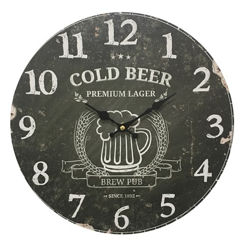 Relógio de Parede em Madeira Cold Beer