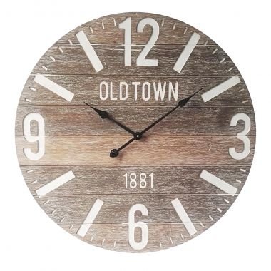 Relogio de Parede em Madeira Old Town 60cm X 5cm - Btc Decor