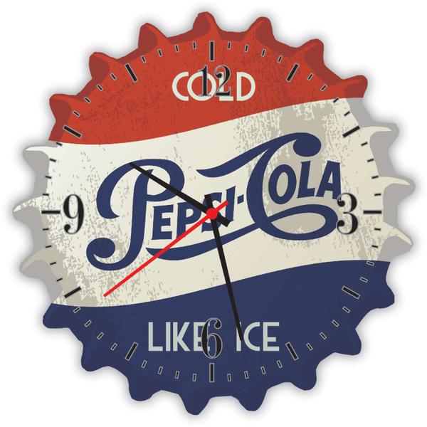 Relogio de Parede em Madeira Pepsi Tampinha Redondo 29CM. Unidade Imperio Decor