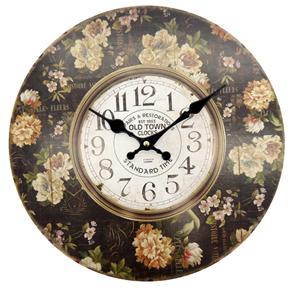 Relógio de Parede em Mdf Floral - The Home - Marrom