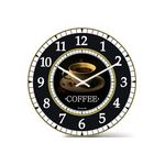 Relógio de Parede em Mdf Redondo Wood Max 33,5cm Branco e Preto