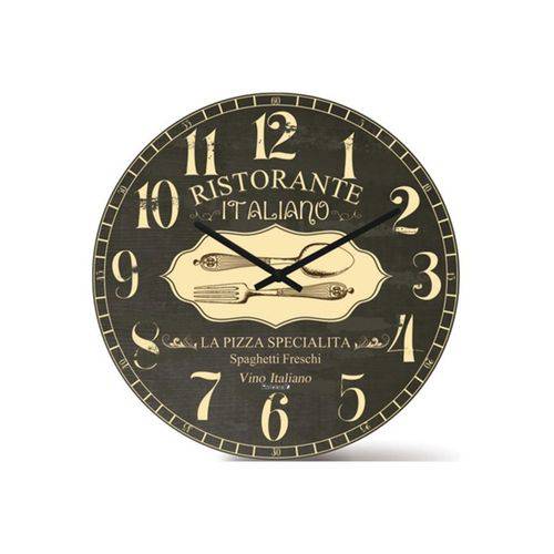 Relógio de Parede em Mdf Redondo Wood Max 33,5cm Cinza