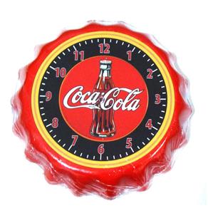 Relogio de Parede em Metal Coca Cola Tampinha Redondo 22 Cm