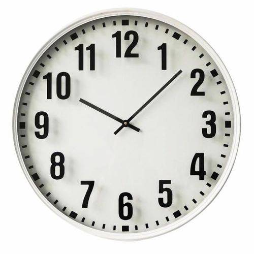 Relógio de Parede em Metal e Vidro Branco 60cm