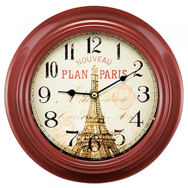 Relógio de Parede em Metal Vermelho Paris Vintage 23cm - Mart