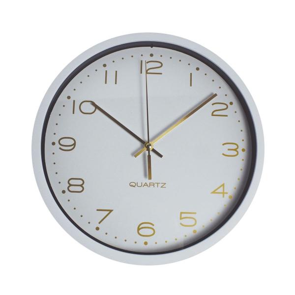 Relogio de Parede Essential Round Branco e Dourado Ø 25,4Cm - Urban