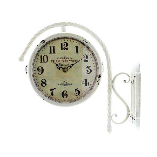 Relógio de Parede Estação Dupla Face Antigo Vintage Branco