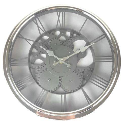 Relógio de Parede Estilo Mecânico Vintage Detalhes Prata 30x30 - Minas