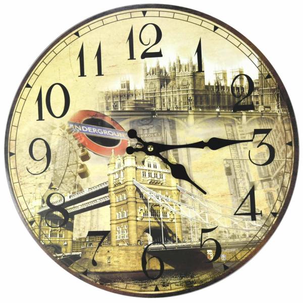 Relógio de Parede Estilo Rústico London 2 CBRN07103 - Commerce Brasil