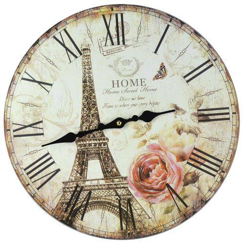 Relógio de Parede Estilo Rústico Paris CBRN07097