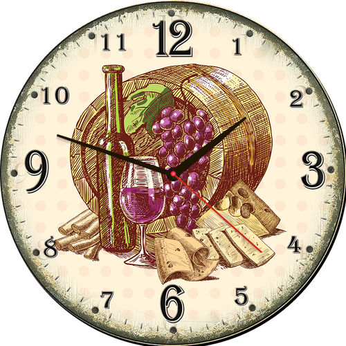 Relógio de Parede Estilo Rústico Retrô Garrafa Vinho 30 Cm