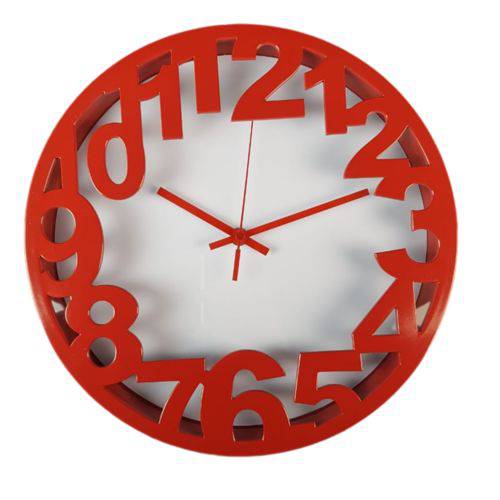 Relógio de Parede Estilo Vintage Detalhes Vermelho 30x30 - Minas