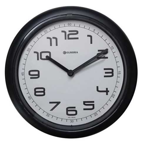 Relógio de Parede Eurora Preto com Mostrador Branco 651700-034
