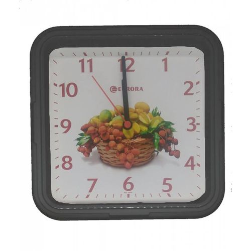 Relógio de Parede Eurora Quadrado Preto Frutas 6554145