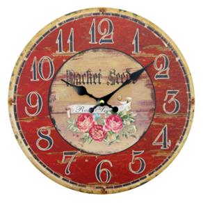 Relógio de Parede Flores Retrô em MDF - 34x34 Cm