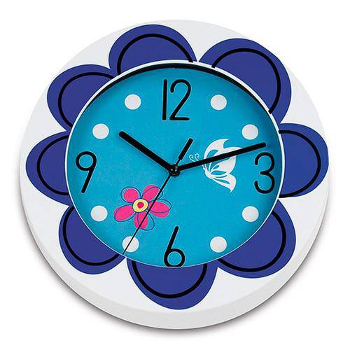 Relógio de Parede Flowers Azul 22cm